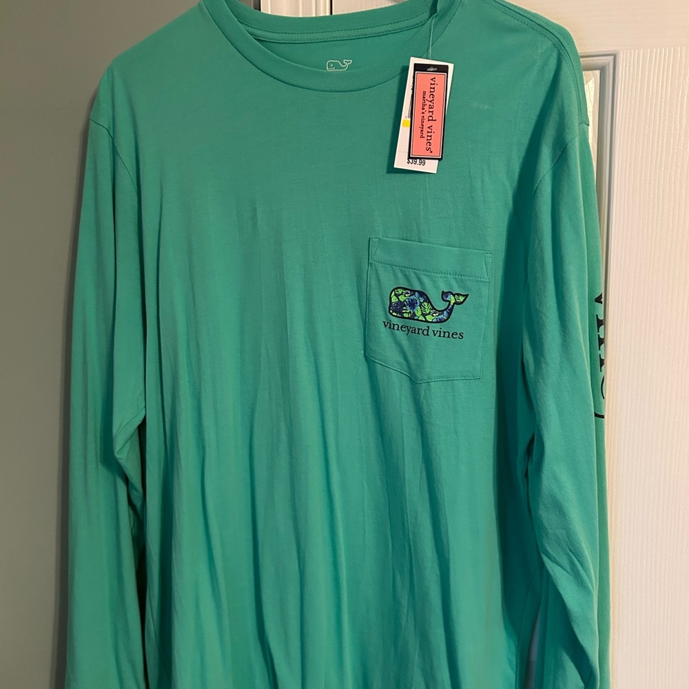 Vineyard Vines Men's Teal Long Sleeve Tee